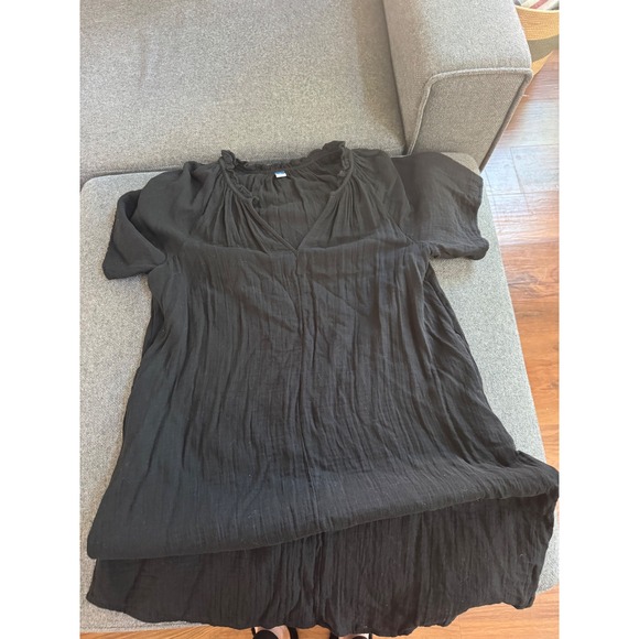 Old Navy Dresses & Skirts - Old Navy Black Crinkle Gauze Shift Dress Short Sleeve Large Tall Womens
